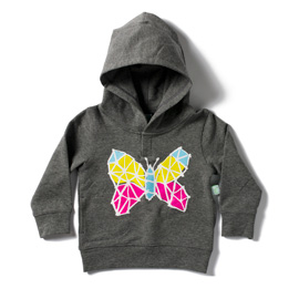 Minti Baby Mitten Hood Butterfly Charcoal
